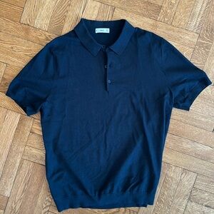 Mango XL Knit polo navy blue